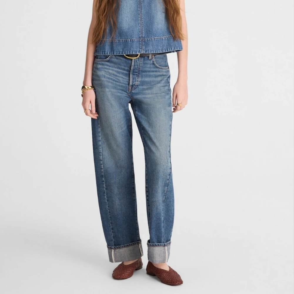Madewell Pieced Barrel Leg Jean In Mosby Wash